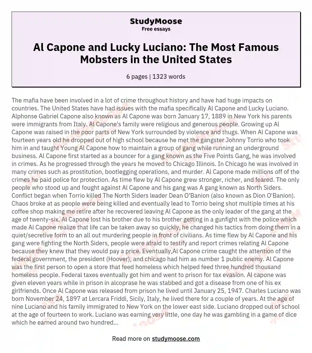 Al Capone and Lucky Luciano: The Most Famous Mobsters in the United States
