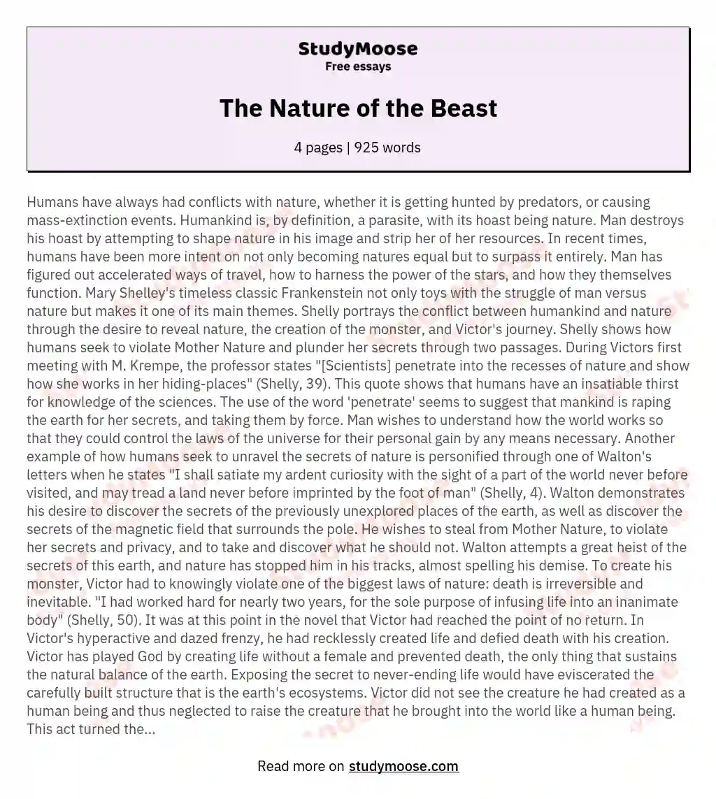 The Nature of the Beast essay