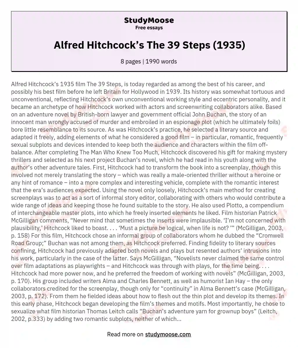 Alfred Hitchcock’s The 39 Steps (1935)