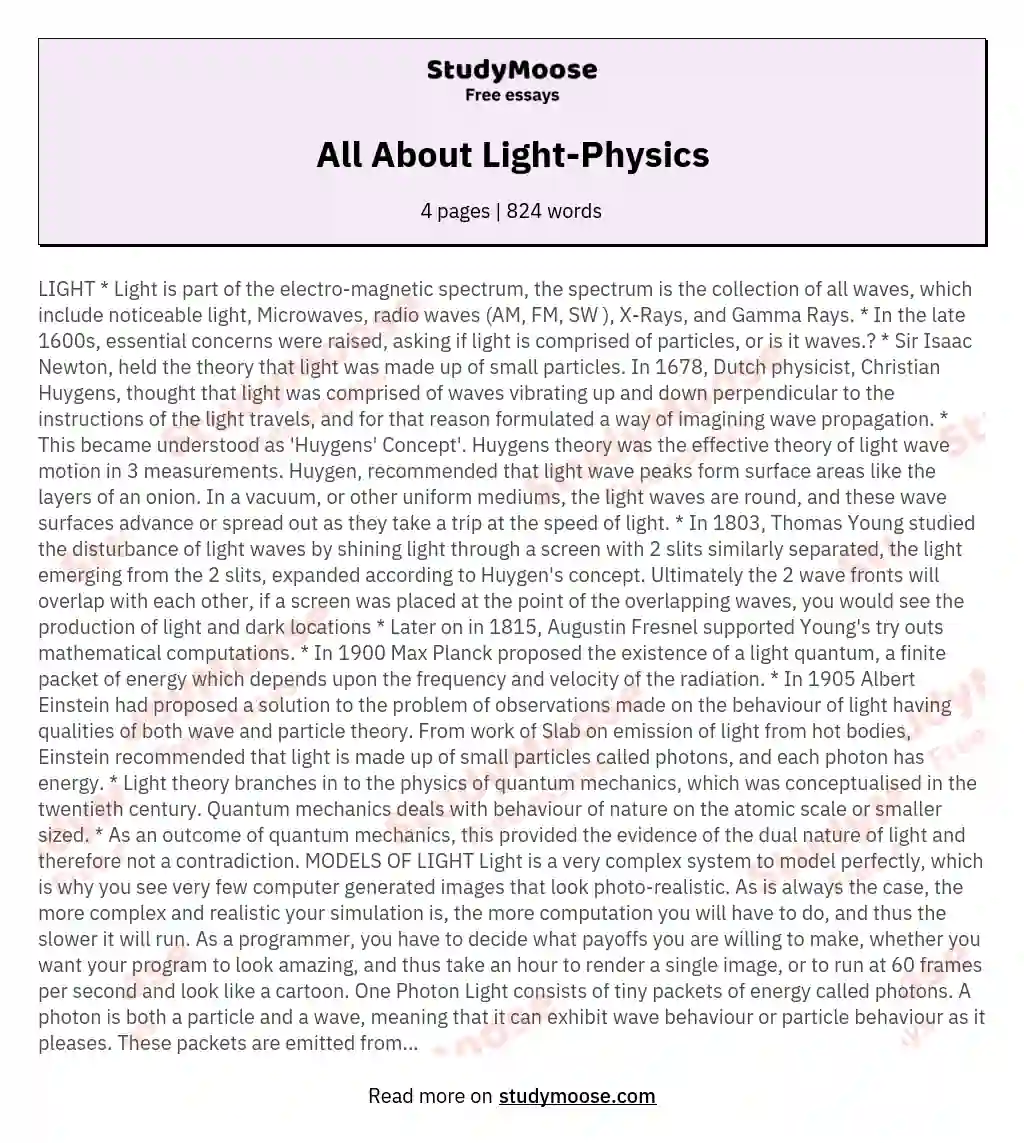 All About Light-Physics