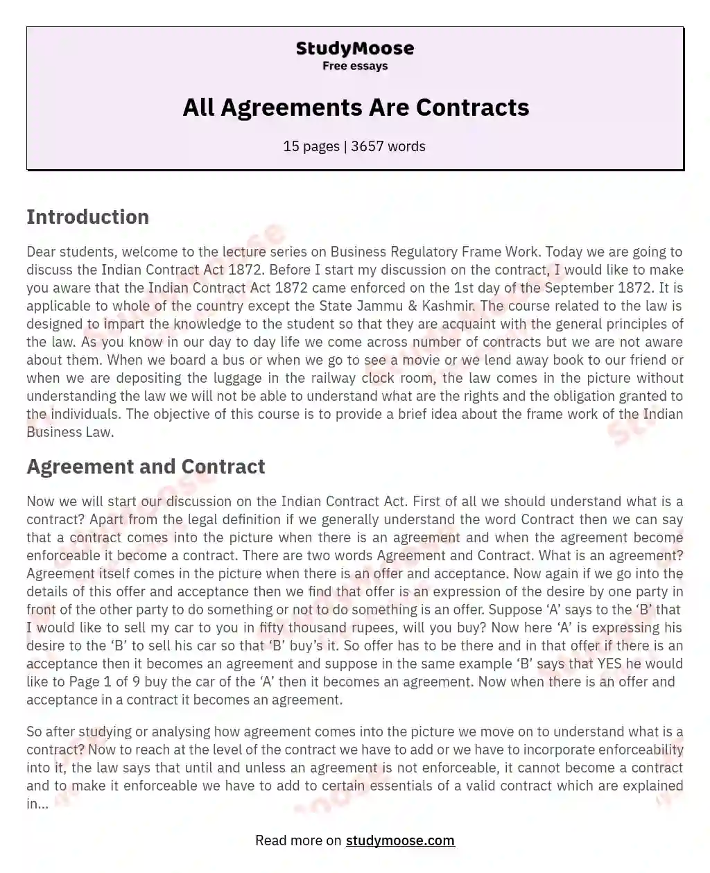 All Agreements Are Contracts essay