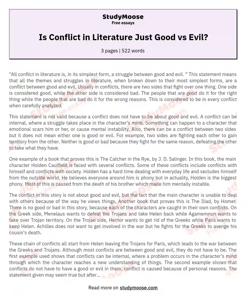 Is Conflict in Literature Just Good vs Evil? essay