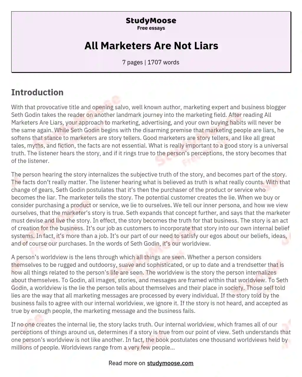 All Marketers Are Not Liars