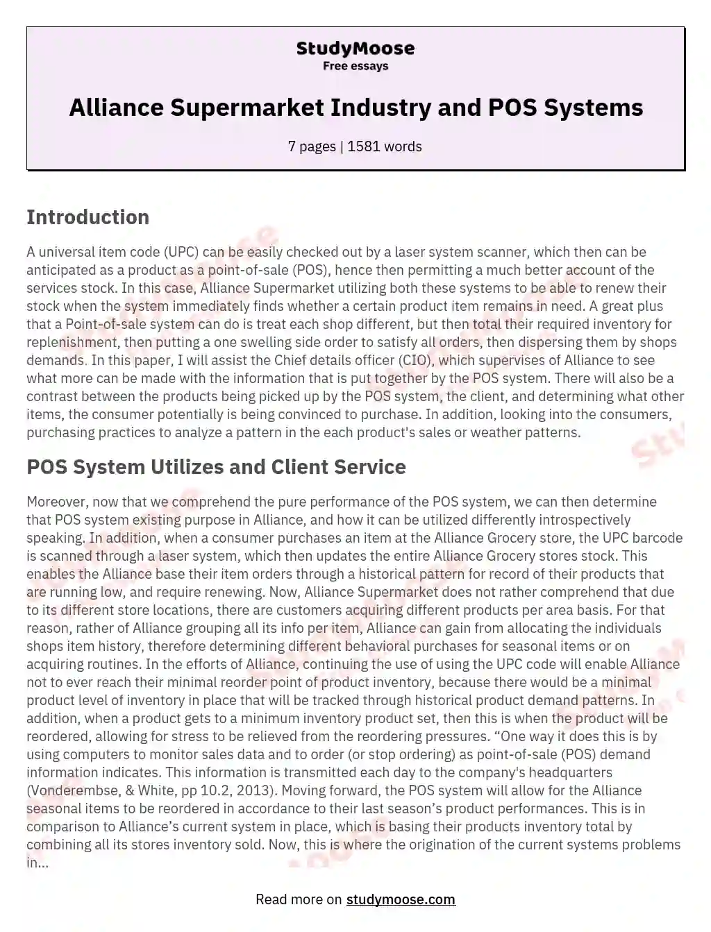 Alliance Supermarket Industry and POS Systems