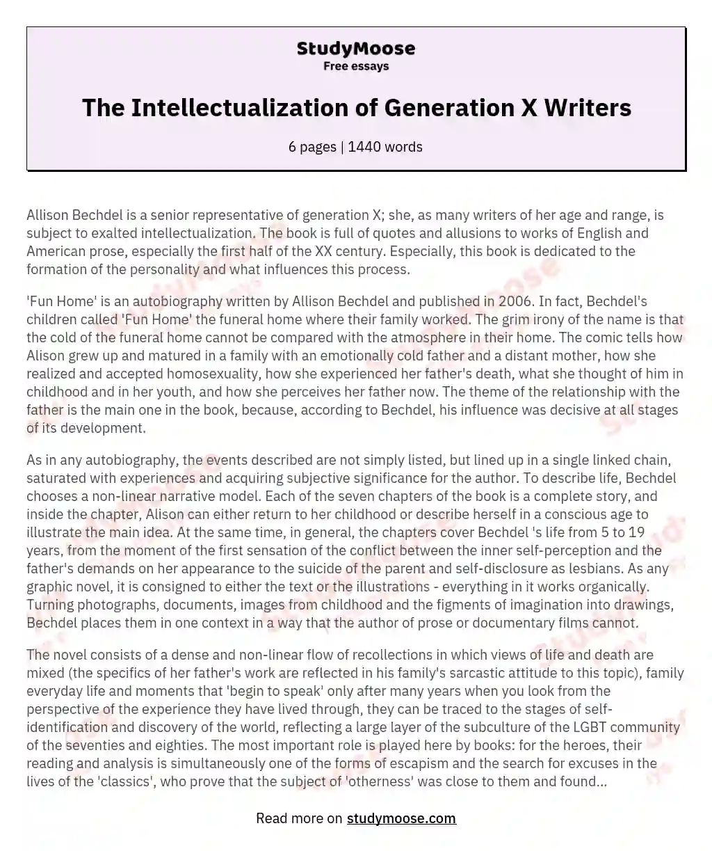 The Intellectualization of Generation X Writers essay