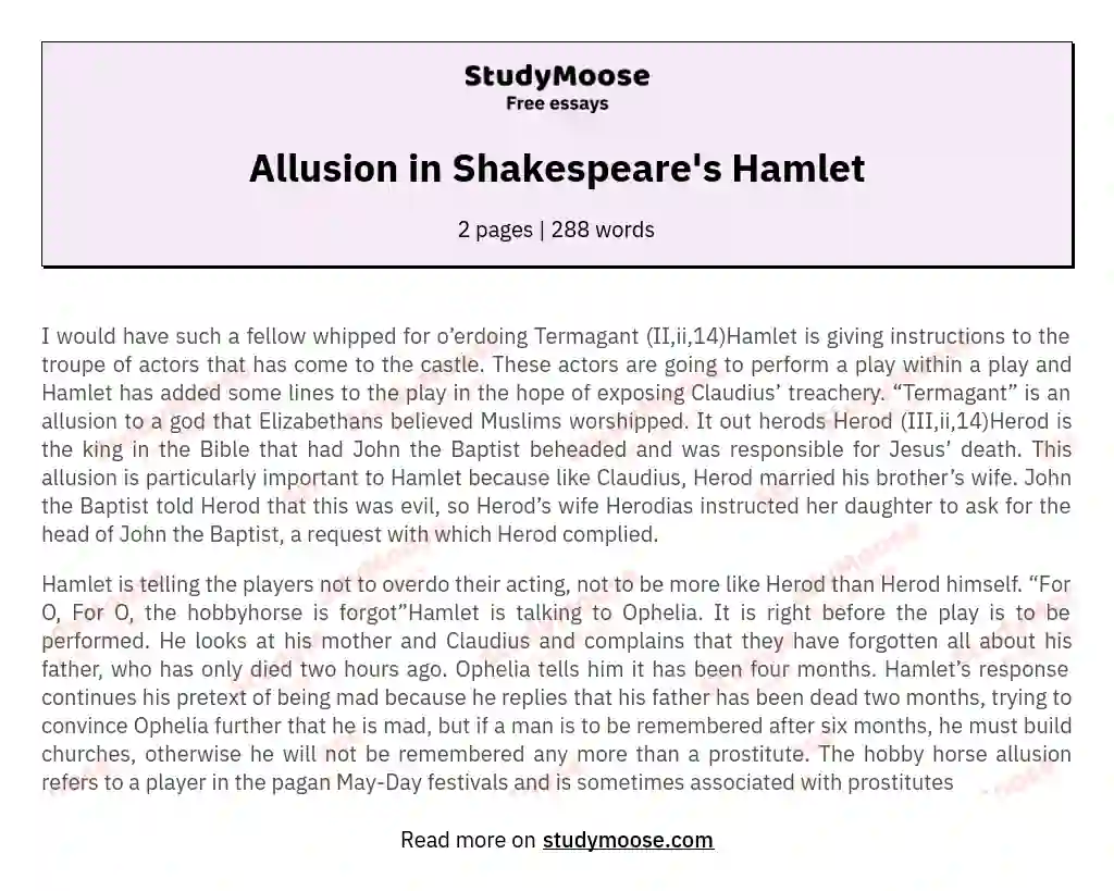 Allusion in Shakespeare's Hamlet
