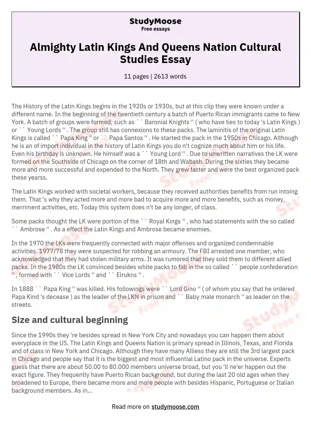Almighty Latin Kings And Queens Nation Cultural Studies Essay