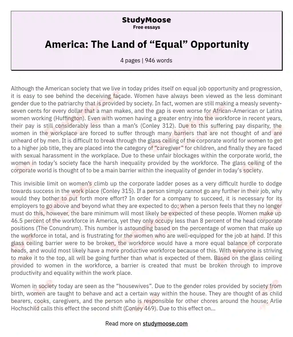 America: The Land of “Equal” Opportunity