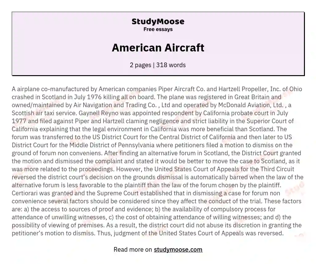 American Aircraft essay