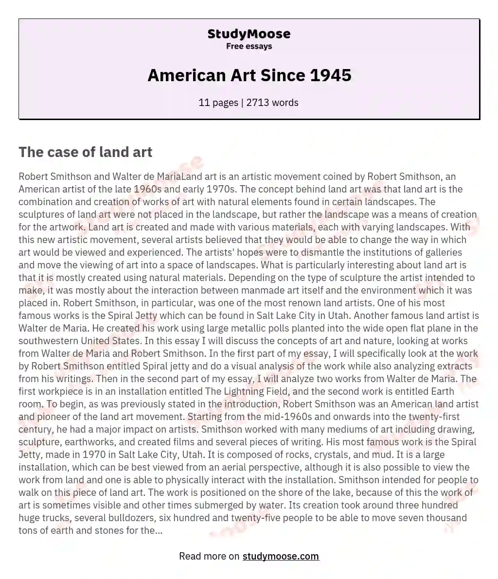 American Art Since 1945 essay