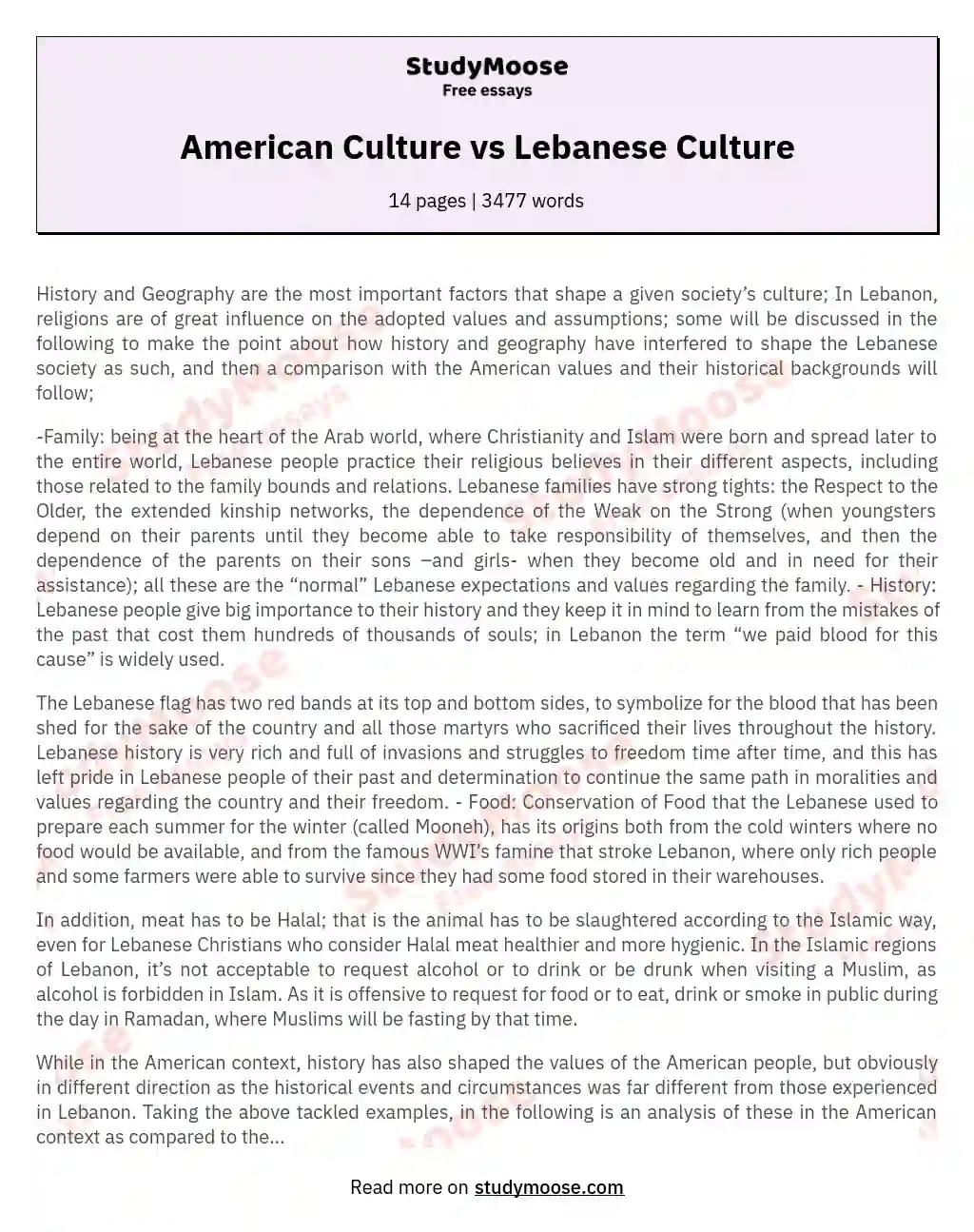 American Culture vs Lebanese Culture