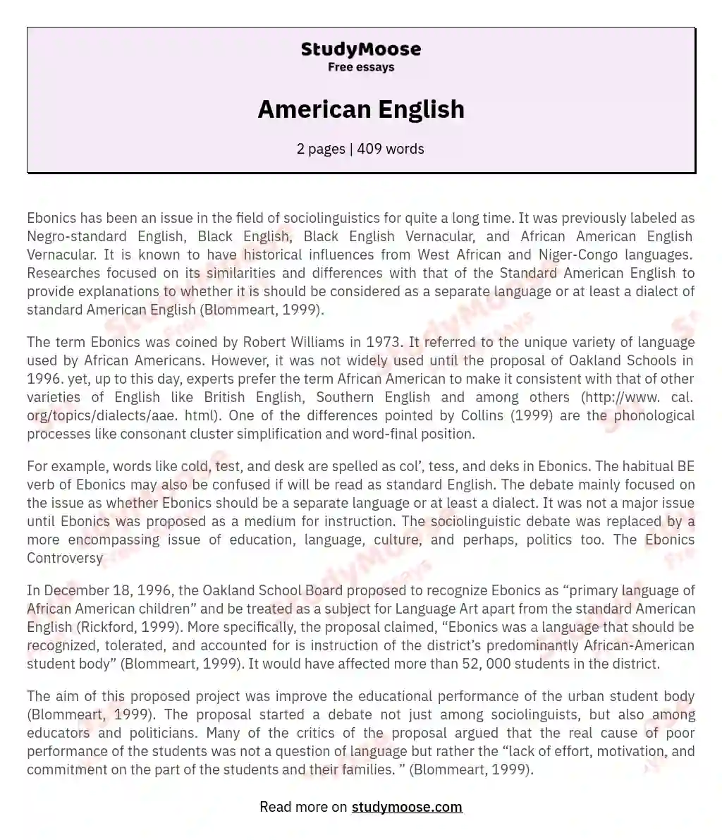 American English essay