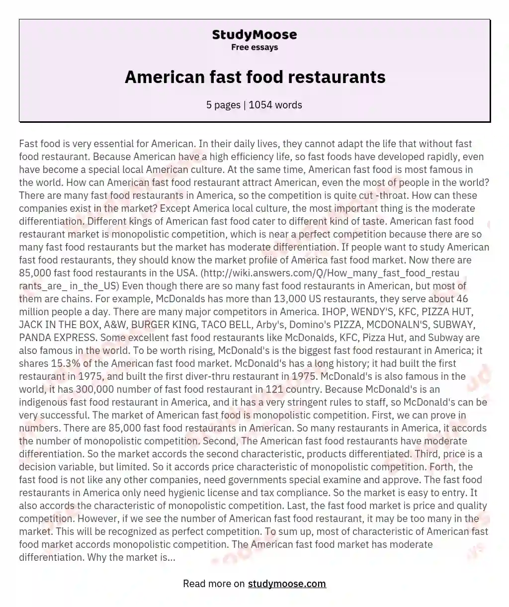fast food culture in america
