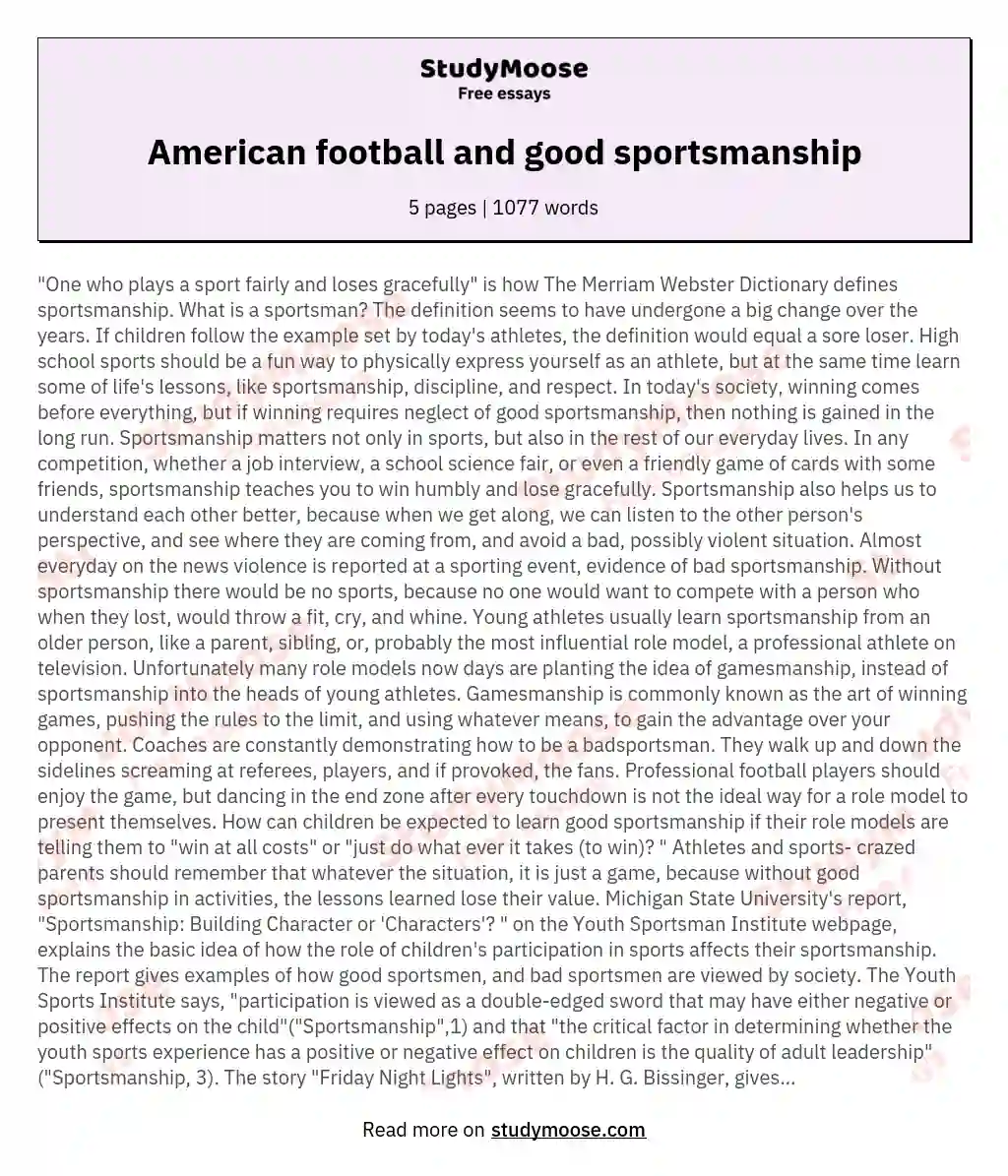 American football and good sportsmanship