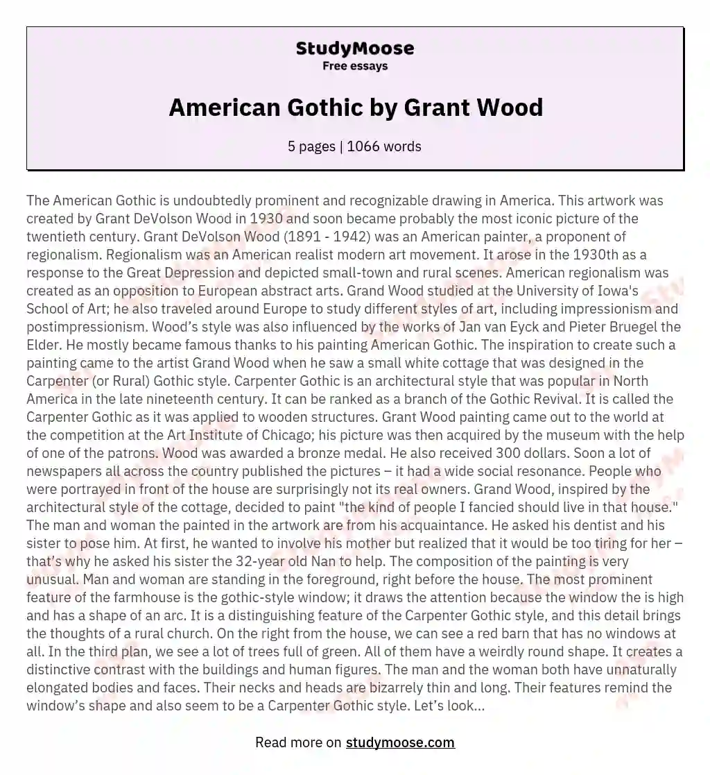 American Gothic by Grant Wood essay