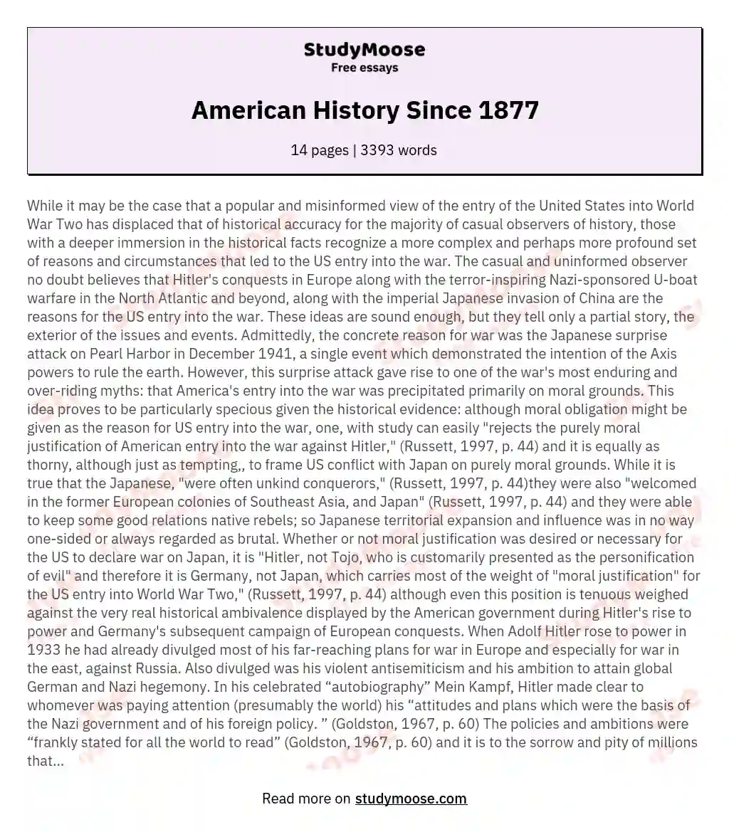 American History Since 1877