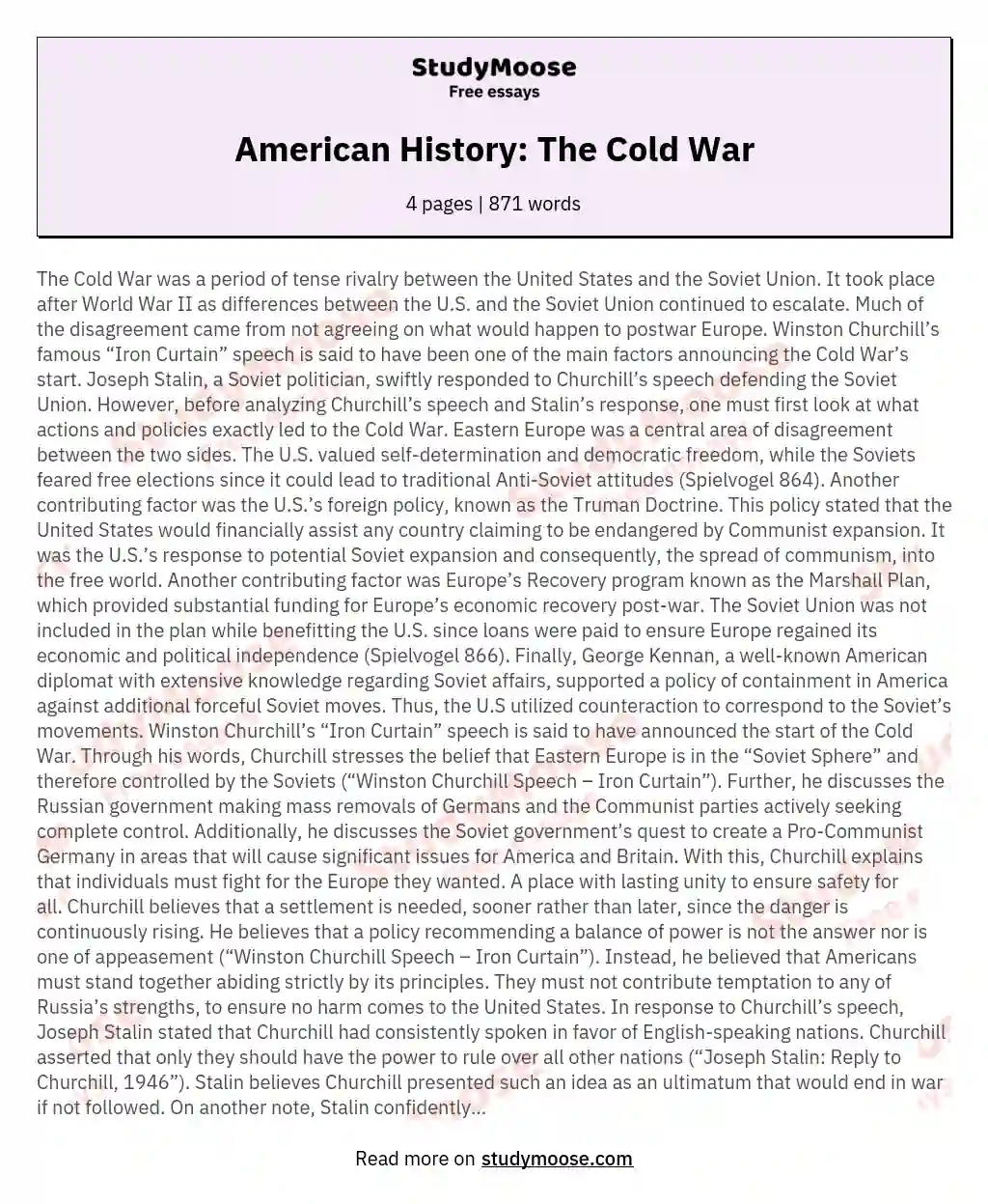 American History: The Cold War