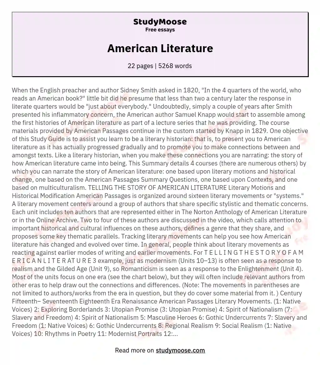 clep american literature essay