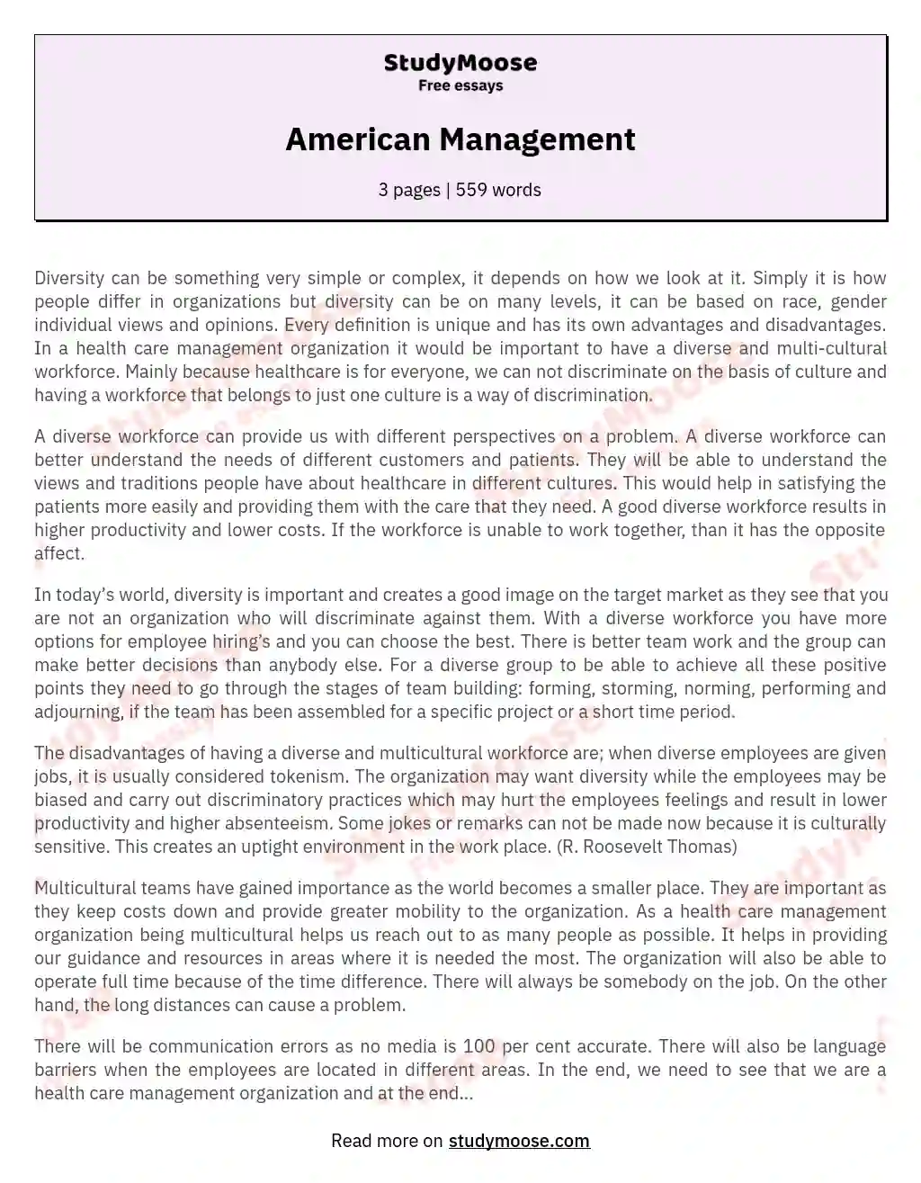 American Management essay