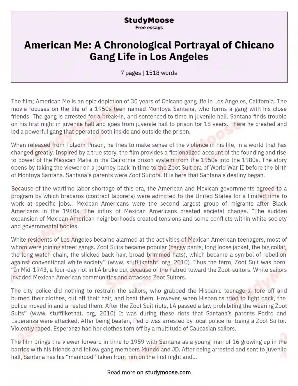 Chicano Gang Life in Los Angeles: A Historical Perspective essay