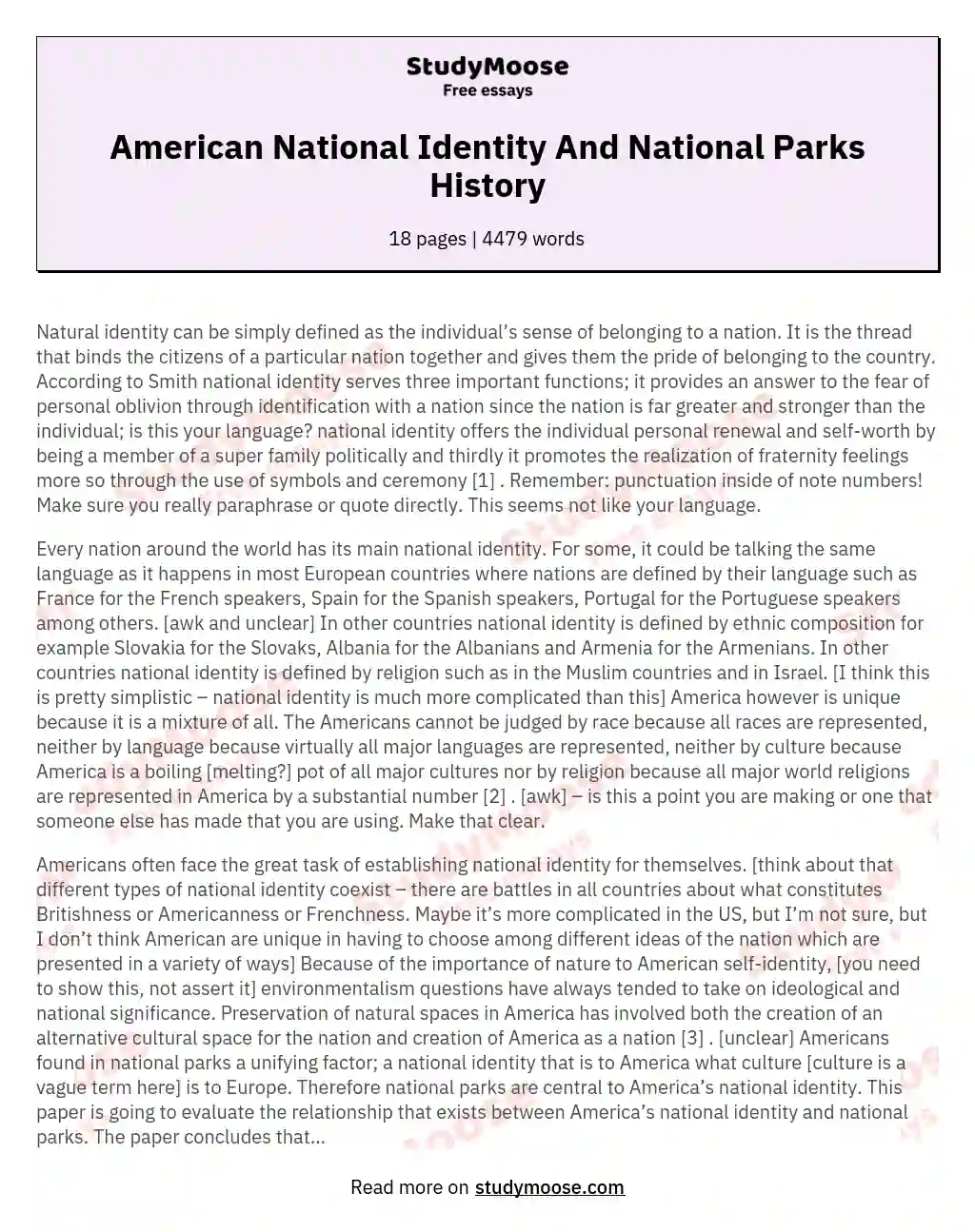 American National Identity And National Parks History