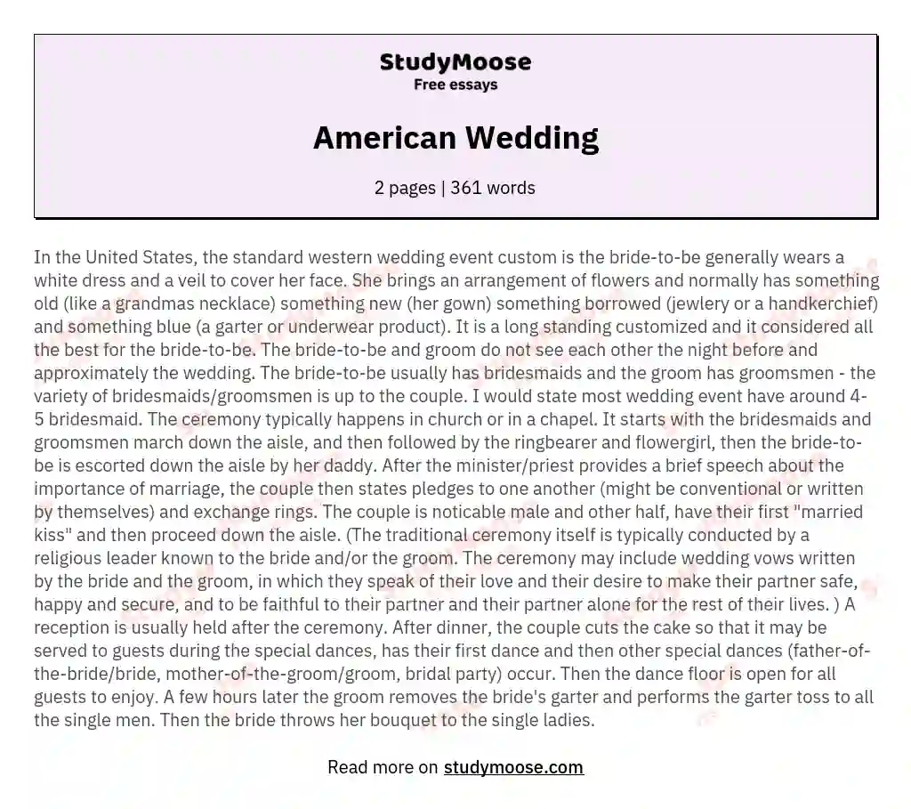 American Wedding essay