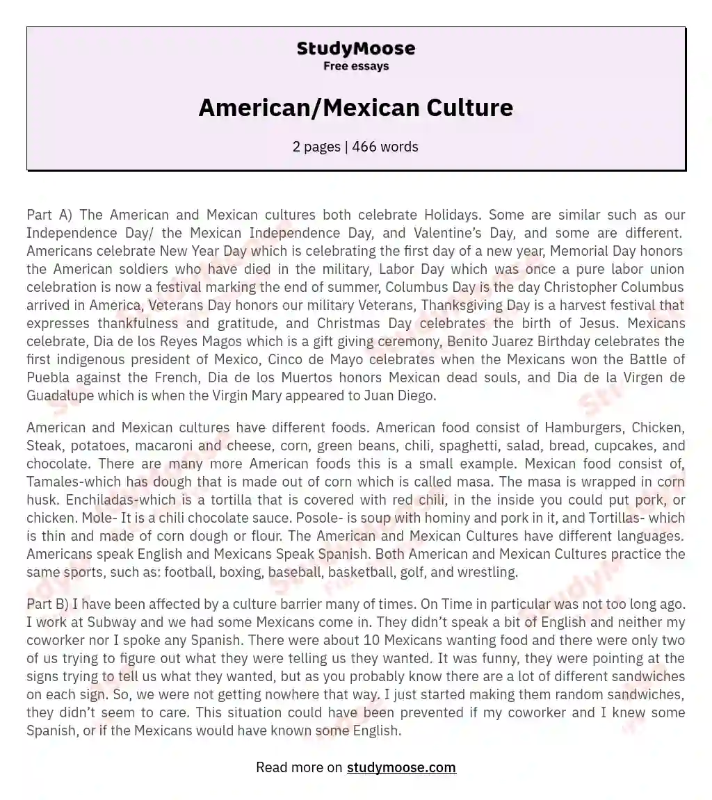 American/Mexican Culture