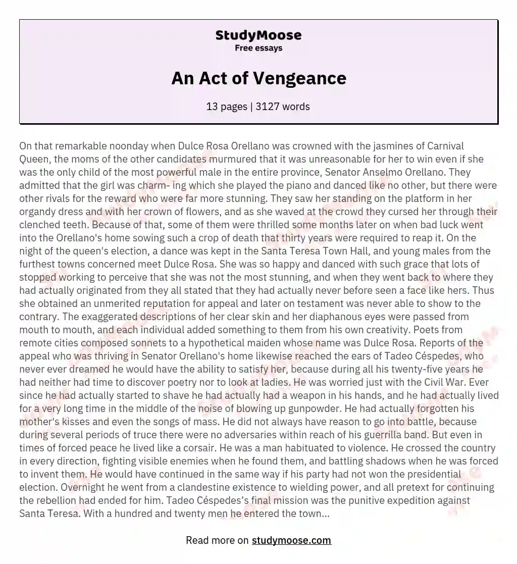 An Act of Vengeance essay