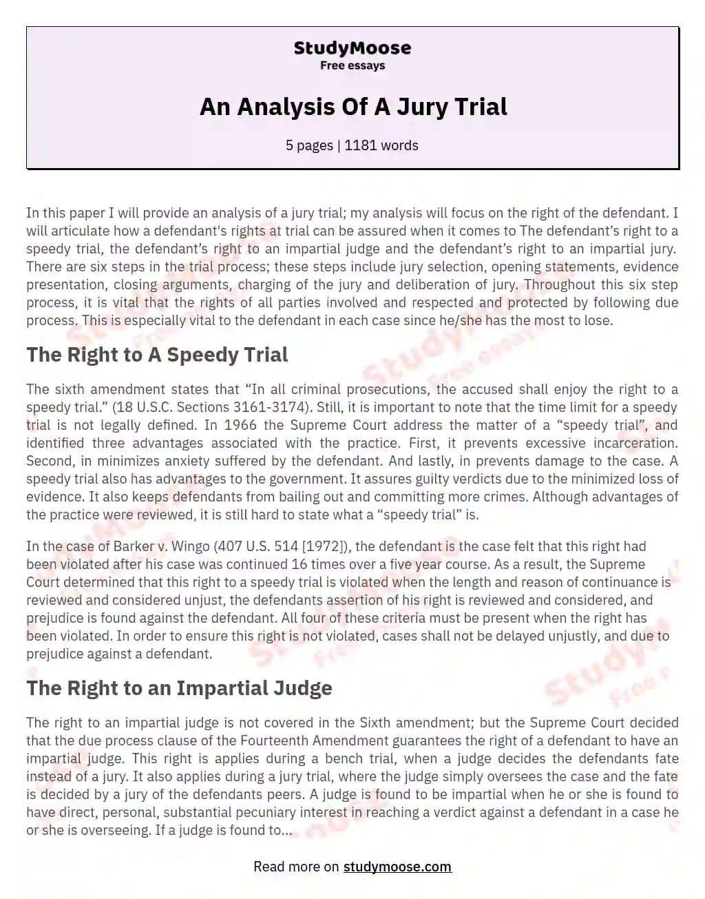 An Analysis Of A Jury Trial essay