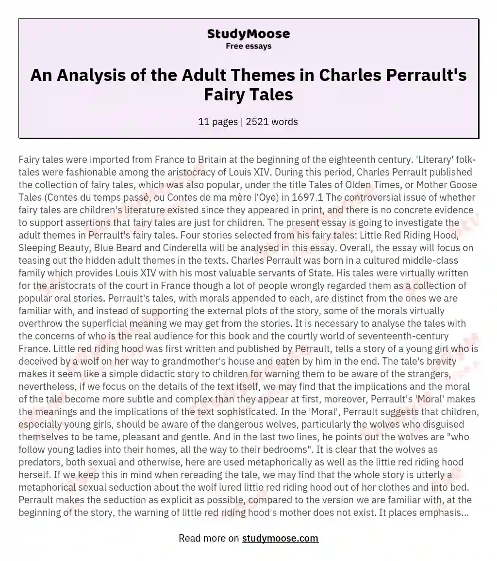 An Analysis of the Adult Themes in Charles Perrault's Fairy Tales essay