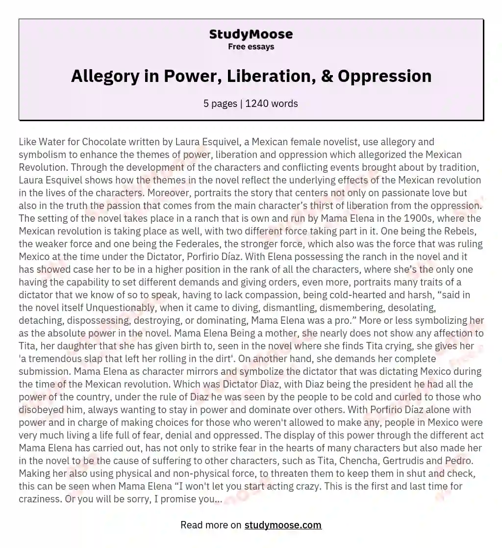 Allegory in Power, Liberation, & Oppression essay