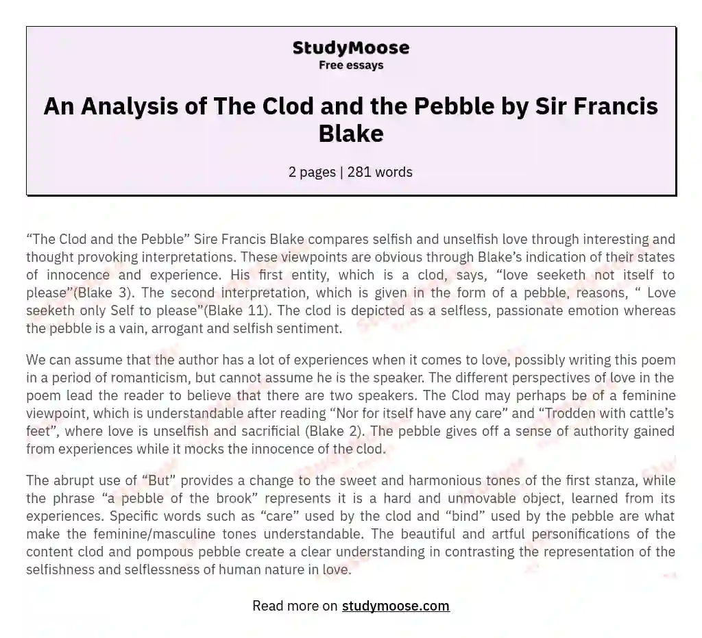 the clod and the pebble analysis