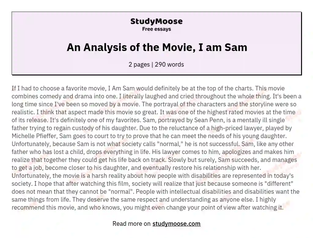 An Analysis of the Movie, I am Sam essay