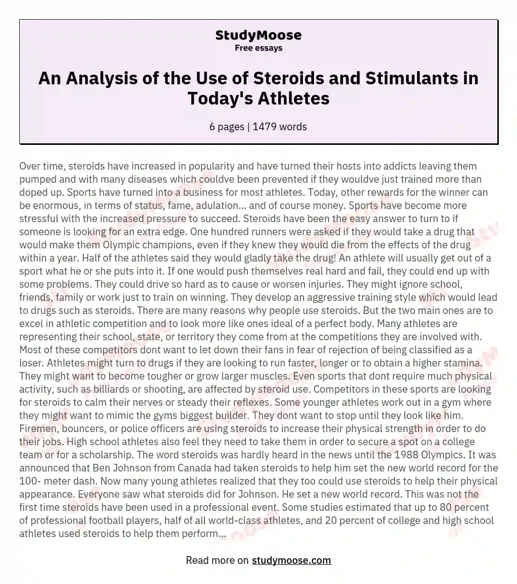 steroids in athletes research paper