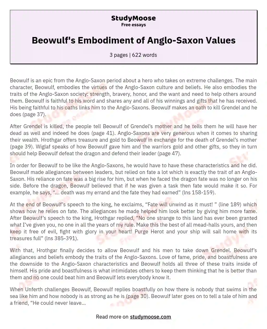 An Epic Hero: Beowulf