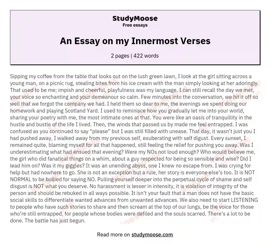 An Essay on my Innermost Verses essay