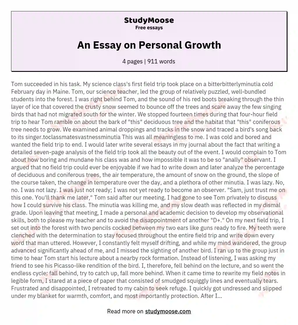 An Essay on Personal Growth essay