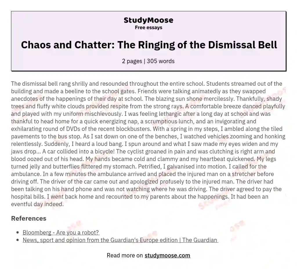 Chaos and Chatter: The Ringing of the Dismissal Bell essay