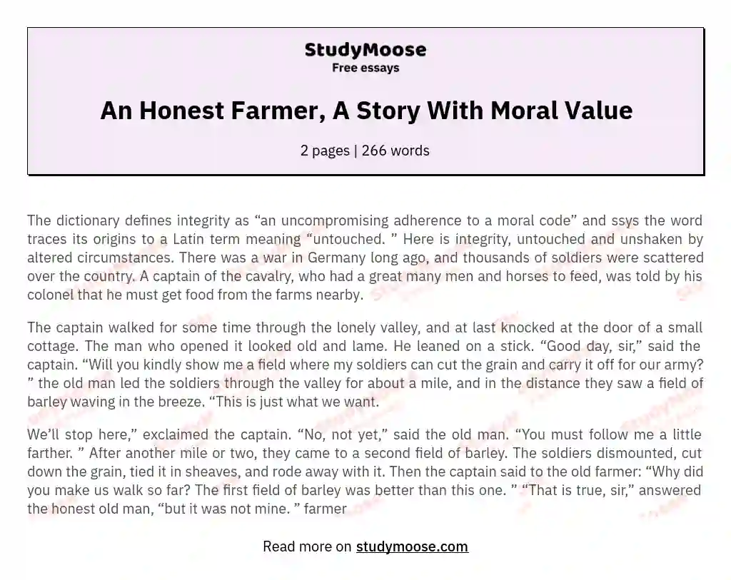 An Honest Farmer, A Story With Moral Value