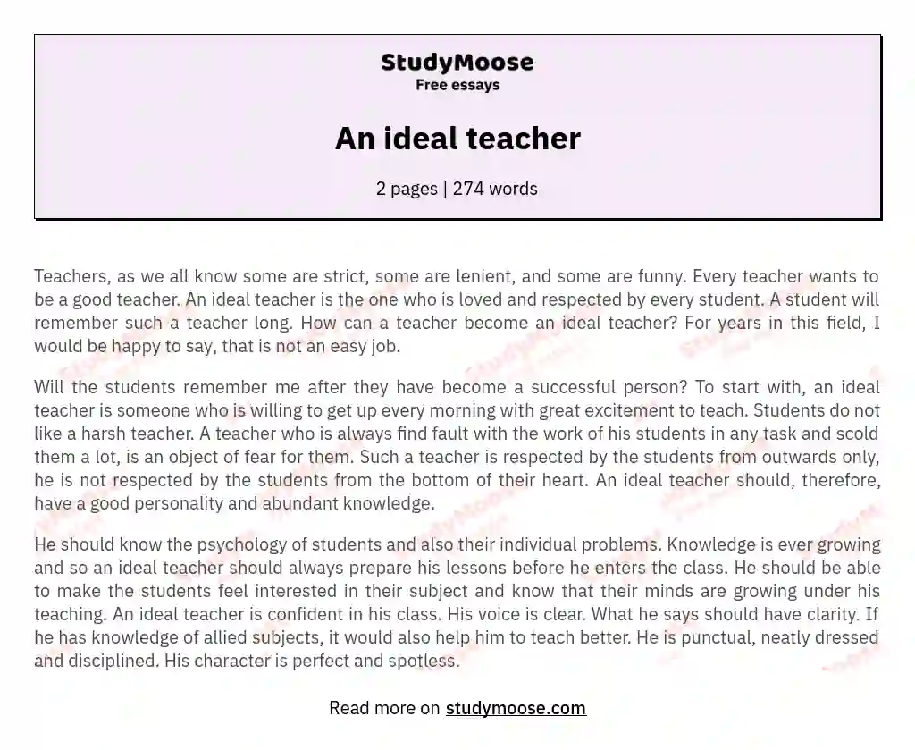 An ideal teacher essay