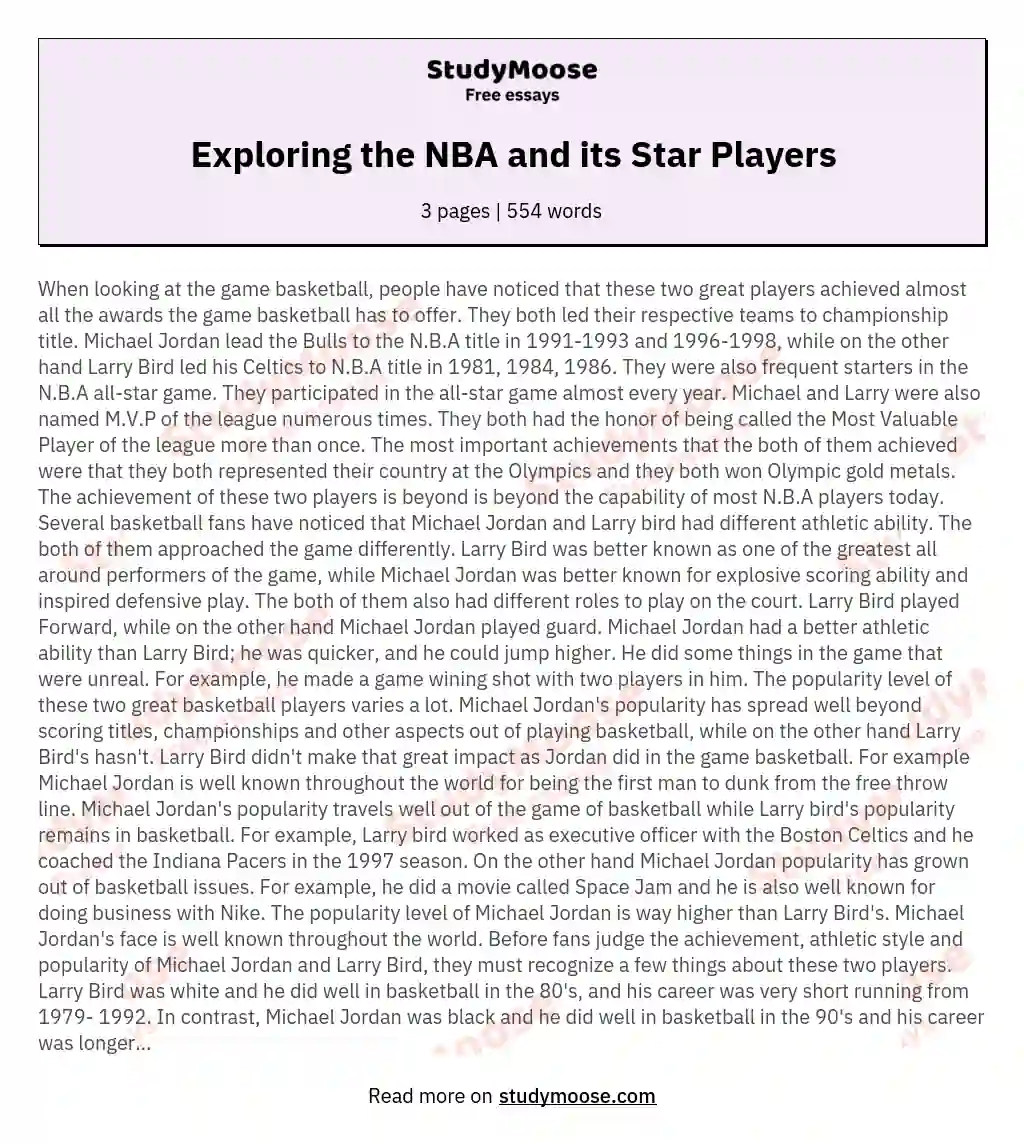 Exploring the NBA and its Star Players essay