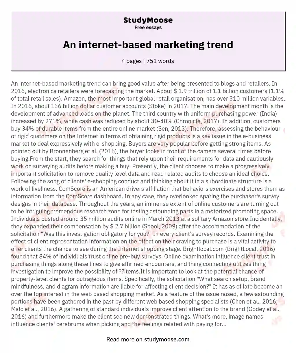 An internet-based marketing trend essay