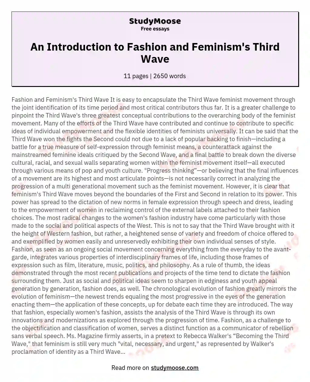An Introduction to Fashion and Feminism's Third Wave