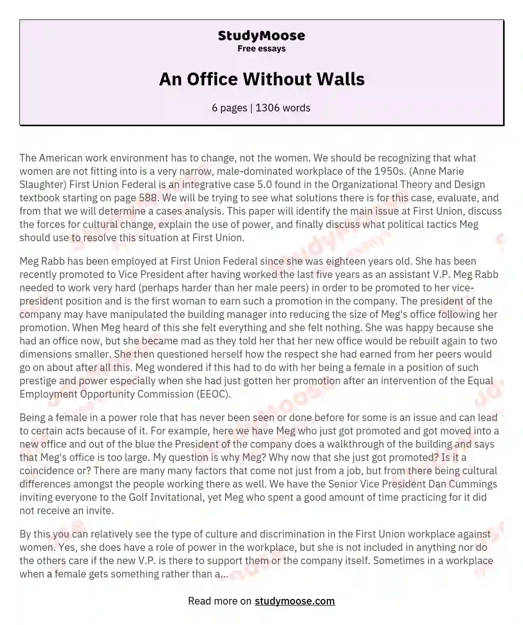 An Office Without Walls essay