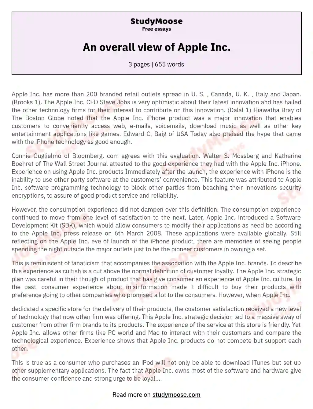 An overall view of Apple Inc. essay