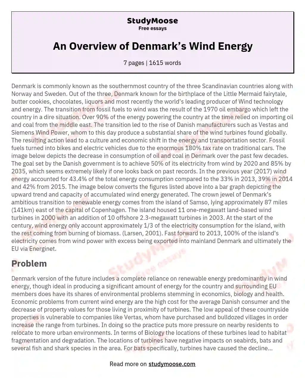An Overview of Denmark’s Wind Energy essay