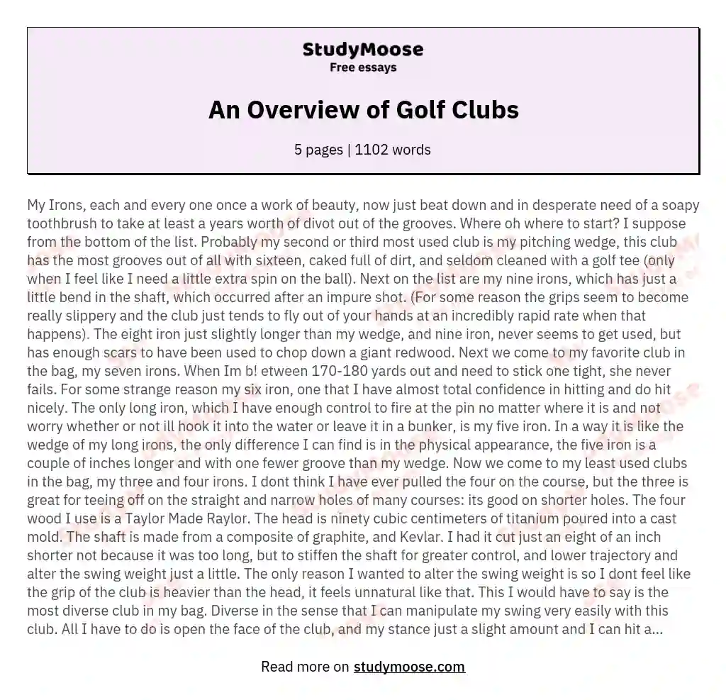 An Overview of Golf Clubs essay