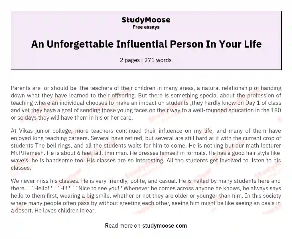 college essay about a person who has influenced you