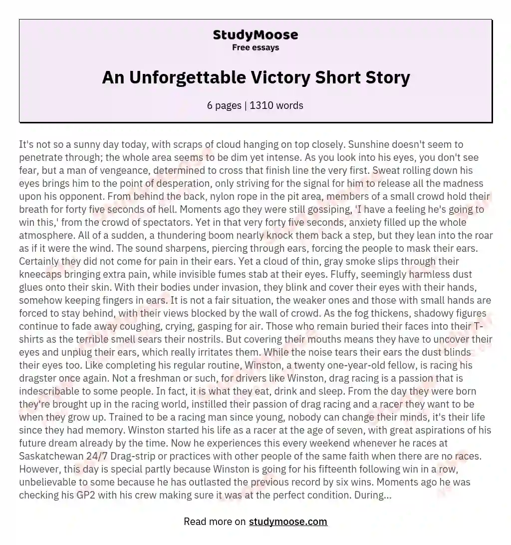 An Unforgettable Victory Short Story essay