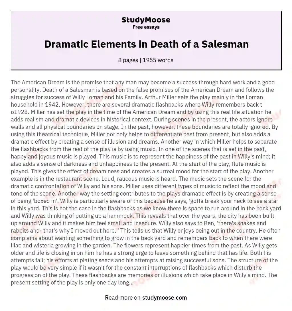 Dramatic Elements in Death of a Salesman essay